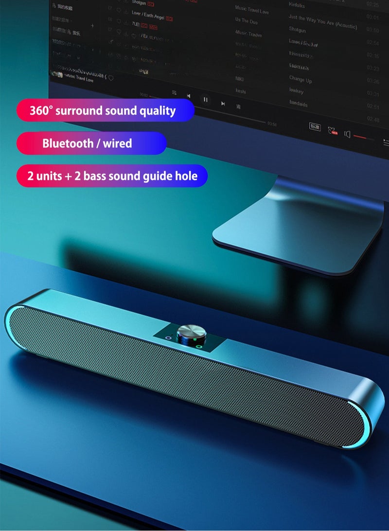 SADA Wired computer speaker, stereo subwoofer, powerful music player, bass surround speaker, 3.5mm audio, USB variable speaker with light and Bluetooth - Image 2