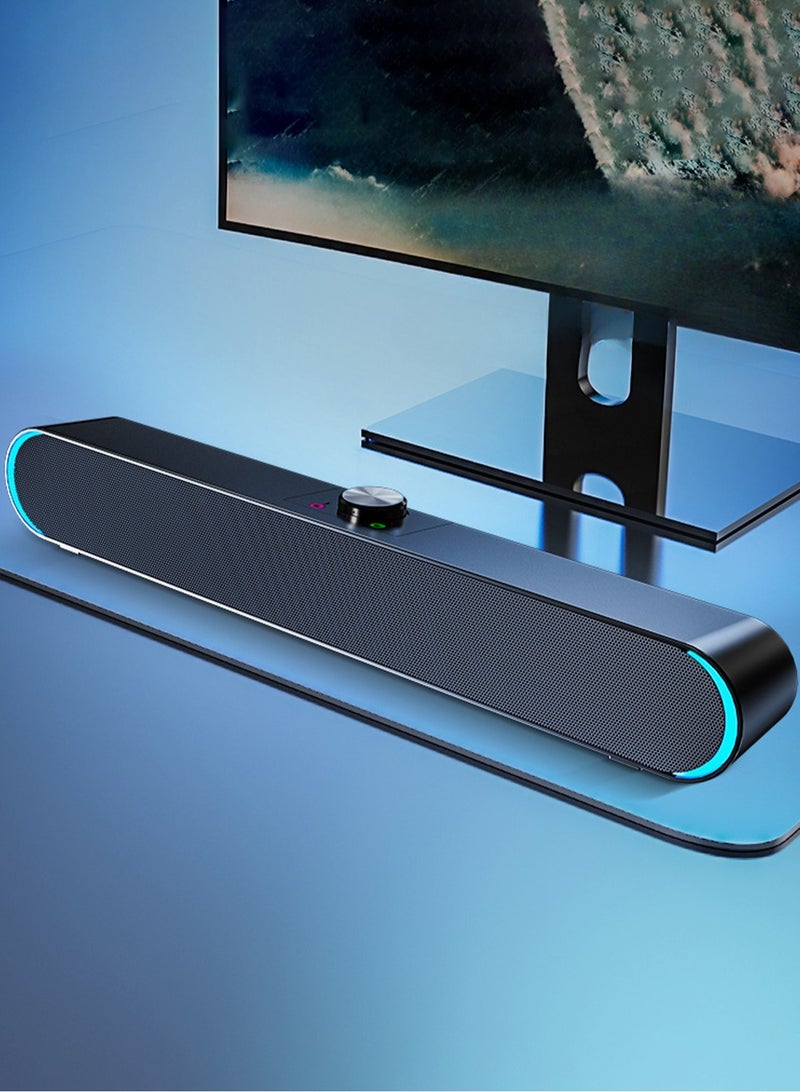 SADA Wired computer speaker, stereo subwoofer, powerful music player, bass surround speaker, 3.5mm audio, USB variable speaker with light and Bluetooth - Image 1