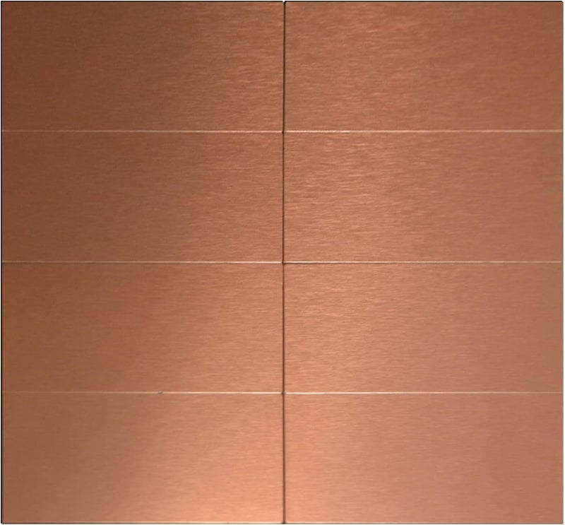 Crystiles 40-Pack 3" x 6" Brushed Aluminum Peel and Stick Tile, Stainless Steel Metal Backsplash Panels for Kitchen, Bathroom, Living Room, Bedroom, Bar, Fireplace, RV (Copper Color) - Image 1