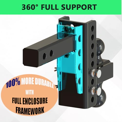 GAFONAXDRI Adjustable Trailer Hitch For 2 Inch Receiver, Dual Ball 2'' & 2-5/16'' with 22,000 LBS Max GTW, 6'' Drop/Rise Tow Hitches, Premium Manganese Steel, Bulletproof Locking Pin, Anti Rust, Anti Rattle (6") - Image 5