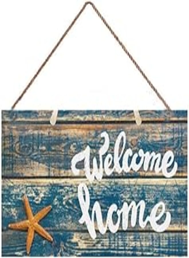 Generic ROONASN Summer Starfish Beach Wooden Door Plaque Ocean Blue Welcome Home Sign 5X10-13 