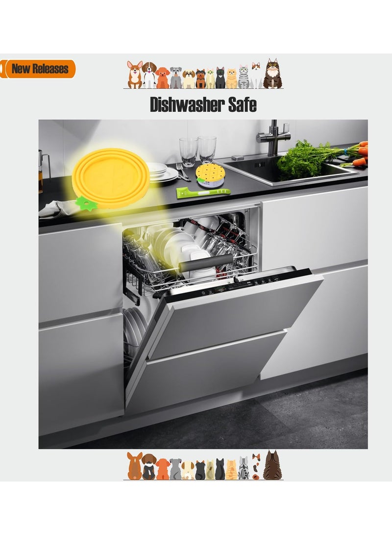 أغطية علب طعام الكلاب والقطط وملعقة، مجموعة أغطية وملعقة لعلب طعام الحيوانات الأليفة، آمنة للطعام، خالية من BPA وآمنة في غسالة الصحون، أغطية علب بحجم عالمي، أناناس - Image 5