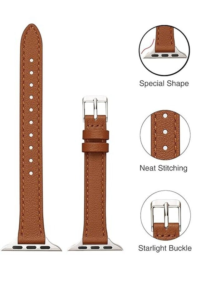 HL-Tech Slim Leather Bands Compatible with Apple Watch Band 38mm 40mm 41mm, Top Grain Leather Watch Thin Wristband for iWatch Ultra SE Series 9/ 8/ 7/ 6/ 5/ 4/ 3/ 2/ 1 - Image 3