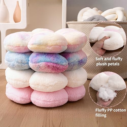 JZNEXD 2 Pcs Pink White Throw Pillows Cute Flower Pillow Daisy Flower Shaped Floor Cushions Set, Preppy Decorative Throw Pillows for Girls Bed Bedroom Couch Decor (White & Pink, 15 INCH) - Image 5