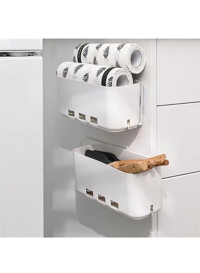 IAF Organizer, Wall Mount Adhesive Plastic Storage Caddy Holder for Phone Glasses Bottle Office Supplies in Dorm Room Bathroom Camper Rv - White - Image 2
