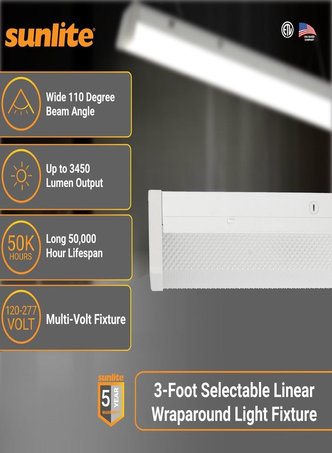 Sunlite 3-Foot Linear Wraparound Light Fixture, Power Selectable 18W/25W/30W, 2070-3450 Lumens, Color Selectable 30K/40K/50K, Dimmable, 110 Degree Beam Angle, 90 CRI, 120-277V, ETL & DLC Listed - Image 2
