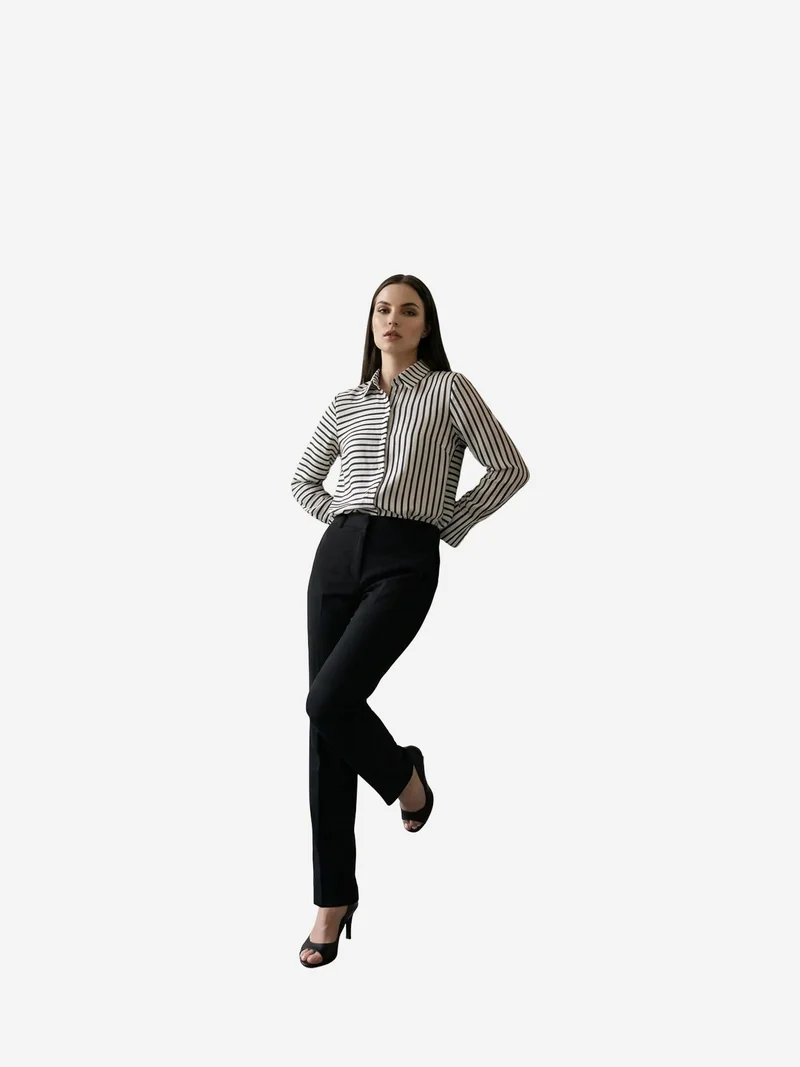 MY FASHION MY FASHION Striped Long-Sleeve Button-Front Shirt