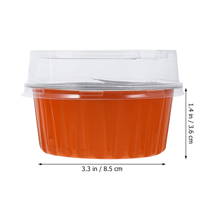 50 Pcs 125ml Round Orange Aluminum Foil Baking Cups Heat Resistant Disposable Bakeware - Image 3