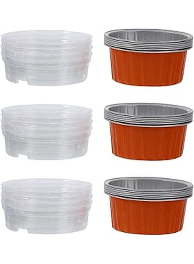 50 Pcs 125ml Round Orange Aluminum Foil Baking Cups Heat Resistant Disposable Bakeware - Image 1