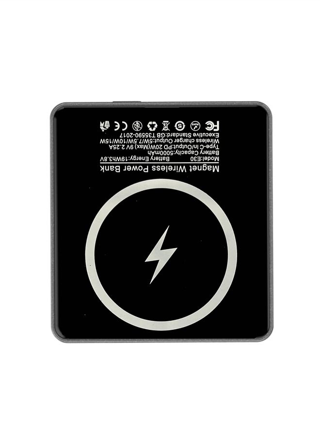 5000mAh Fast Magnetic  Portable Power Bank Charger For iPhone 12/13/14/15 Series  Grey  - Image 3