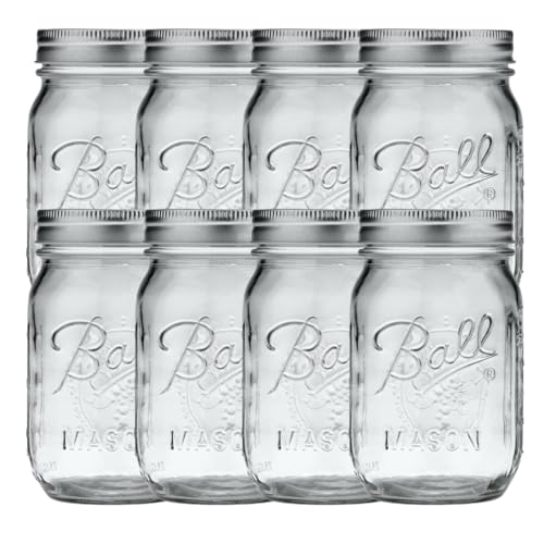 Ball Regular Mouth Pint 16 oz Mason Jars with Lids and Bands for Canning or Drinkware 8 Count