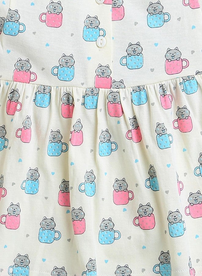 BUMZEE فستان قطني نصف كم كريمي اللون للبنات من بامزي، مناسب للأعمار من 6 إلى 12 شهرًا (Peb9100C-crm) - Image 3