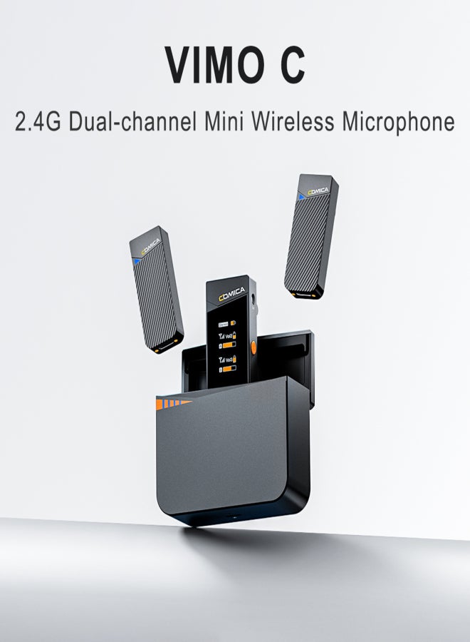 كوميكا نظام ميكروفون لاسلكي COMICA Vimo C3 مع جهاز استقبال واحد وميكروفونين نطاق نقل 200 متر سرعة قابلة للتعديل بأربعة مستويات بطارية مدمجة مع علبة شحن بديلة للهواتف التي تعمل بنظام Android والكمبيوتر - Image 4