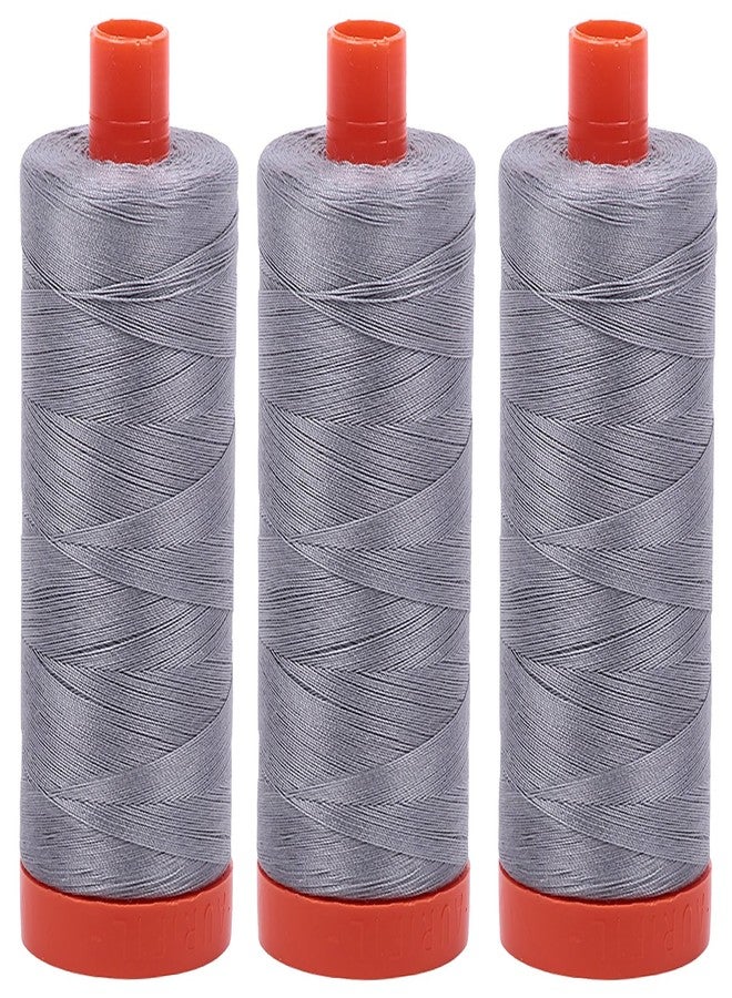 Bundle of 3 Large 1422 Yard Spools of Aurifil 50wt Egyptian Cotton Thread, Color: Grey,No. A1050-2605