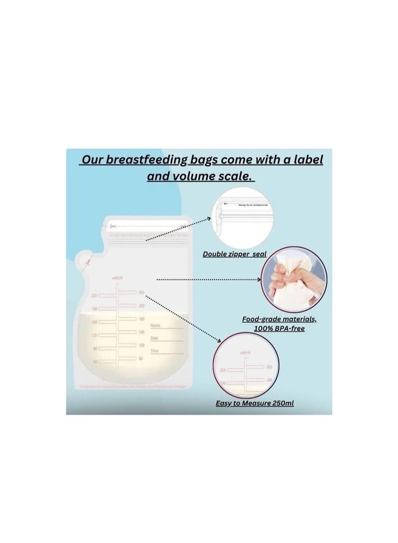 "Breast Milk Storage Bags - 250ml Capacity, Leak-Proof, Pre-Sterilized, 50 Pieces" - Image 3