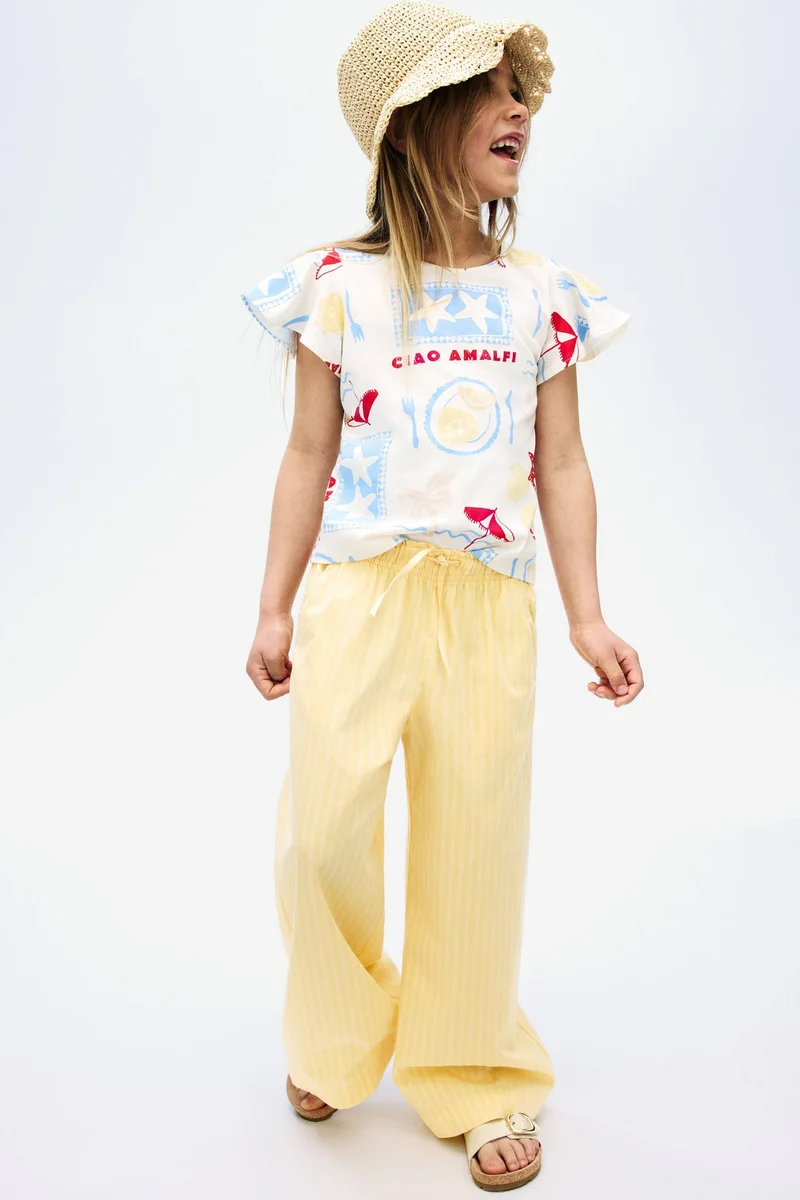 اتش اند ام Flutter-sleeved cotton top