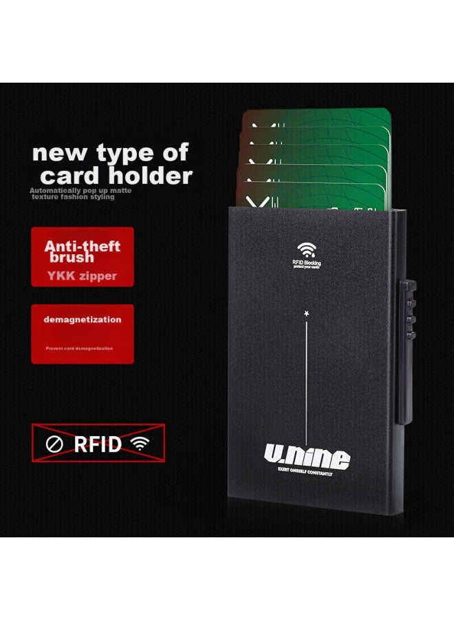 V.nine Anti-theft Nfc Card Holder, Metal Ultra-thin Slim Card Case, Aluminum Bank Card Holder, Anti-reading Protection Card Box, Birthday Gift For Husband Or Boyfriend, Valentine's Day Or New Year Gift, Black - Image 2