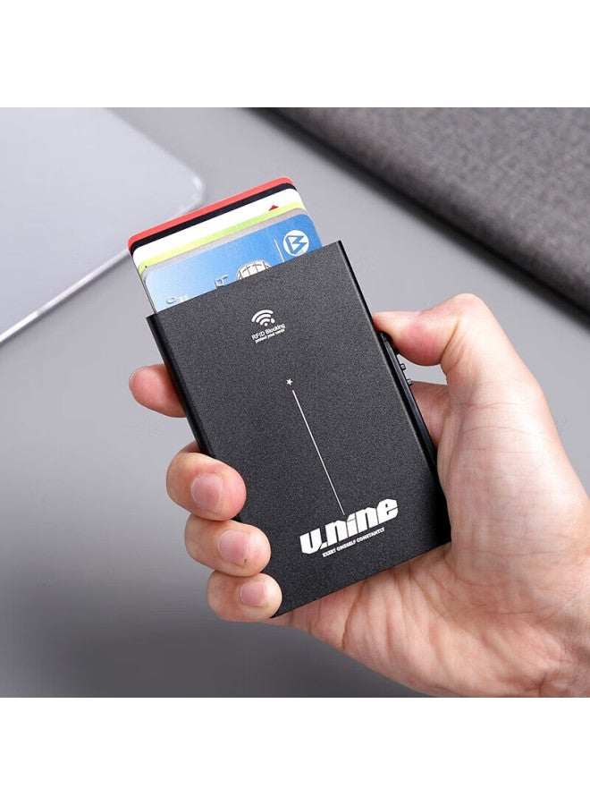 V.nine Anti-theft Nfc Card Holder, Metal Ultra-thin Slim Card Case, Aluminum Bank Card Holder, Anti-reading Protection Card Box, Birthday Gift For Husband Or Boyfriend, Valentine's Day Or New Year Gift, Black - Image 1