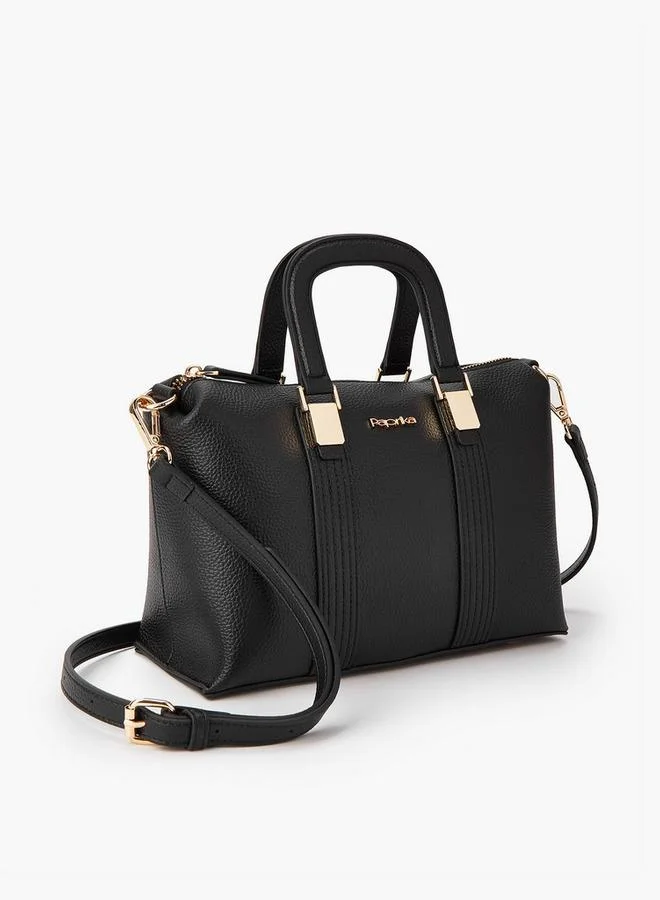 Paprika Textured Tote Bag with Detachable Strap and Zip Closure