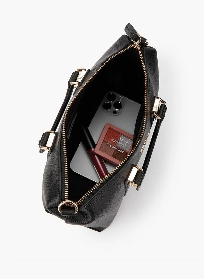 Paprika Textured Tote Bag with Detachable Strap and Zip Closure