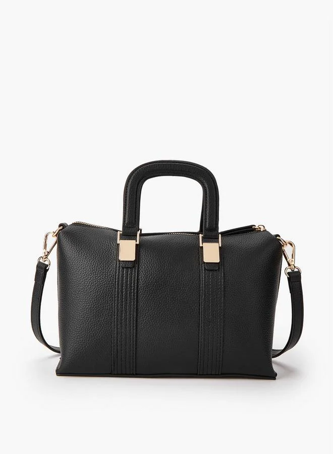 Paprika Textured Tote Bag with Detachable Strap and Zip Closure