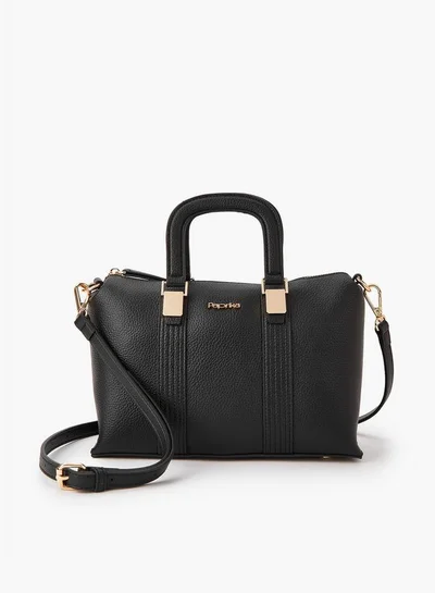 Paprika Textured Tote Bag with Detachable Strap and Zip Closure