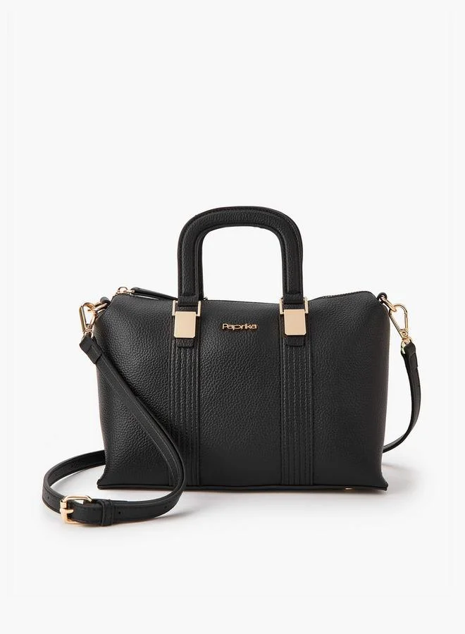 Paprika Textured Tote Bag with Detachable Strap and Zip Closure