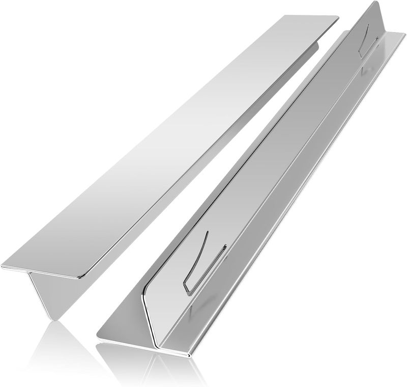 LIFFEE Stove Gap Covers Stainless Steel Stove Gap Filler,13.8'' to 27.5'' Adjustable Length (2PCS),Oven Stove Side Gap Guards Between Stove top and Counter for Kitchen,Range Trim Kit,Heat Resistant,Silver - Image 1