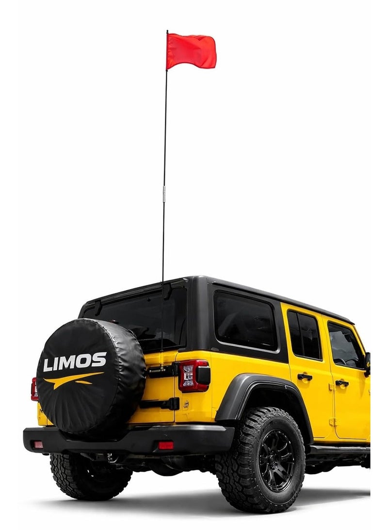 LIMOS Off-Road 9ft Black Flag Pole, Center Split with Quick Disconnect, Adventure Series For ATV, UTV, Jeep, Truck, and Dune Buggy - Image 1