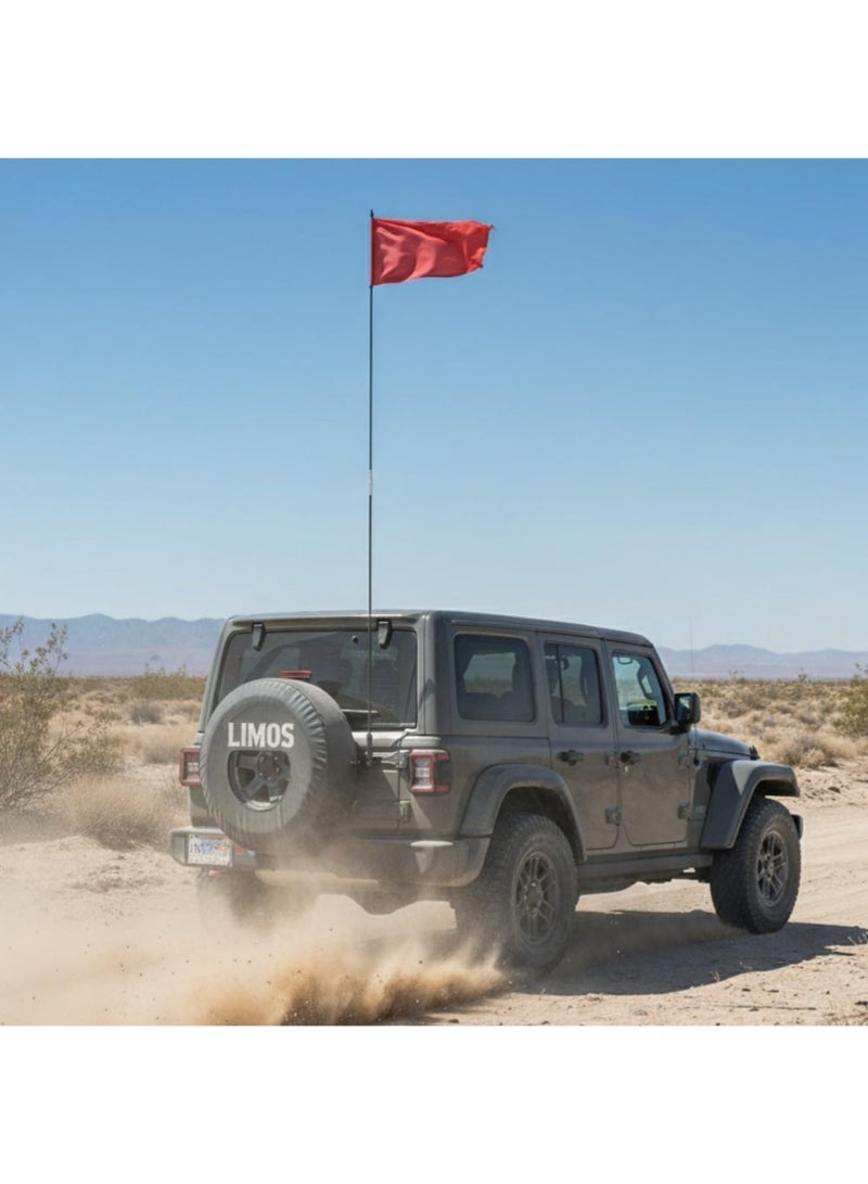 LIMOS Off-Road 9ft Black Flag Pole, Center Split with Quick Disconnect, Adventure Series For ATV, UTV, Jeep, Truck, and Dune Buggy - Image 3