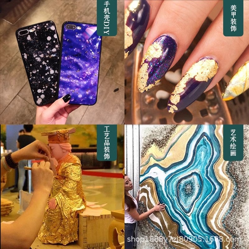 Oates Gold Foil Broken [10G-Bottled] Painting Nail Art Gold Foil Paper Broken Copper Foil Fragments - Image 3