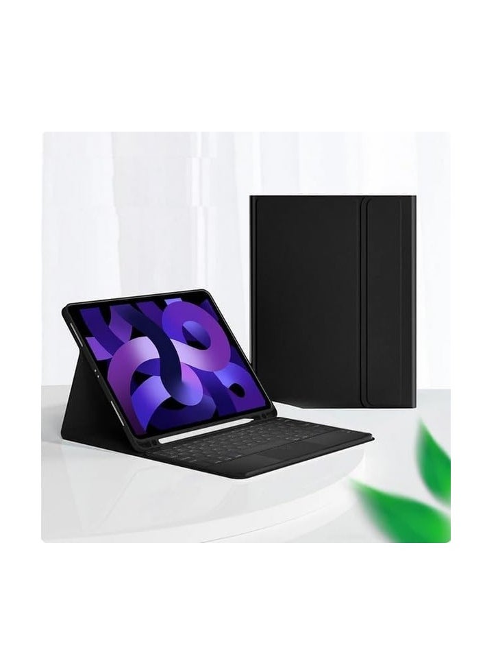 Generic - Keyboard Case Flip Stand for iPad Pro 11(2022/air4/air5) With Touch pad Arabic and English Bluetooth keyboard Smart Trackpad Detachable with Pencil Holder iPad cover (Black) - Image 1