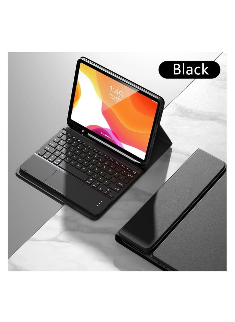 Generic - Keyboard Case Flip Stand for iPad Pro 11(2022/air4/air5) With Touch pad Arabic and English Bluetooth keyboard Smart Trackpad Detachable with Pencil Holder iPad cover (Black) - Image 1
