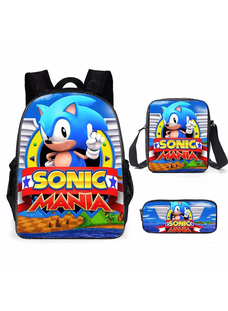 general 3-Piece Cartoon SONIC 3D Print Backpack Set - Image 1