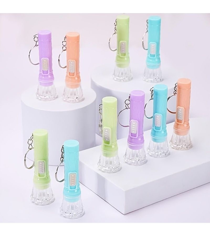 8 Pack Mini LED Flashlights Keychains Super Bright Portable Random Colors For Camping Hiking - Image 3