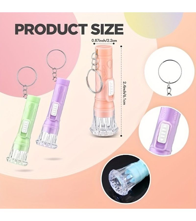 8 Pack Mini LED Flashlights Keychains Super Bright Portable Random Colors For Camping Hiking - Image 4