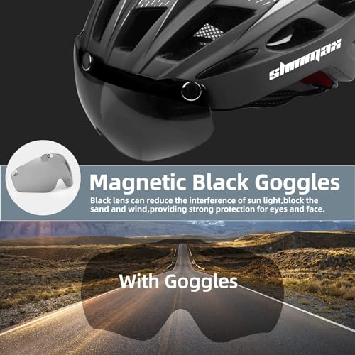 Shinmax Bike Helmet CPSCCPC Bike Helmet for Adult Men Women with Magnetic GogglesLed Back Light Cycling Helmet Adjustable SMT69 - Image 3