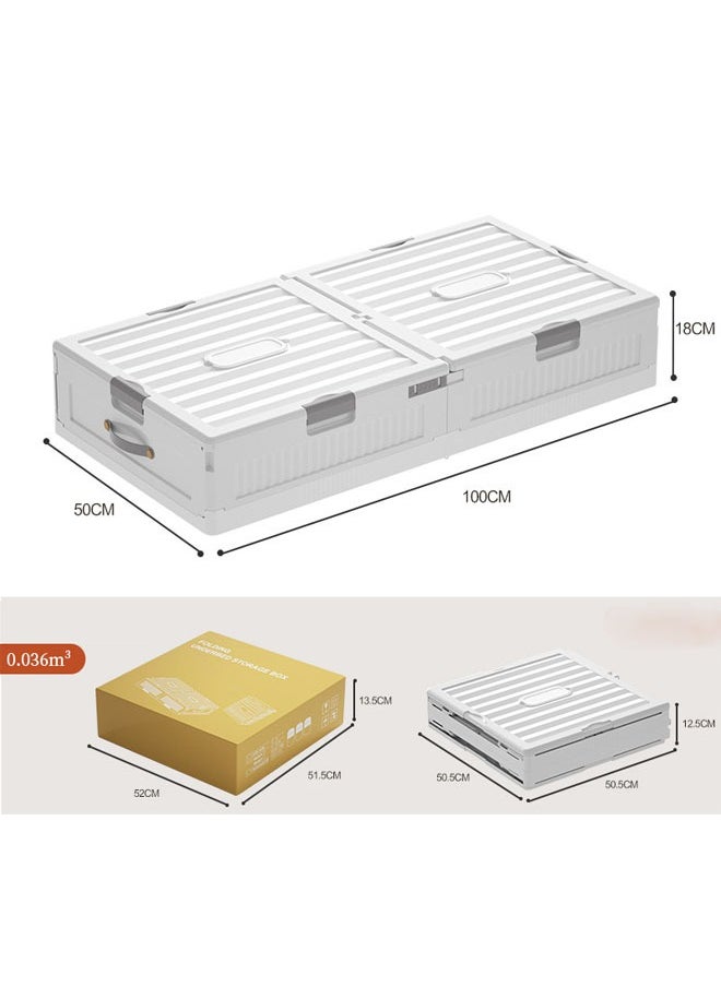 NKX - Space-Saving Drawer-Style Folding Under Bed Storage Box with Wheels 18cm - Image 1