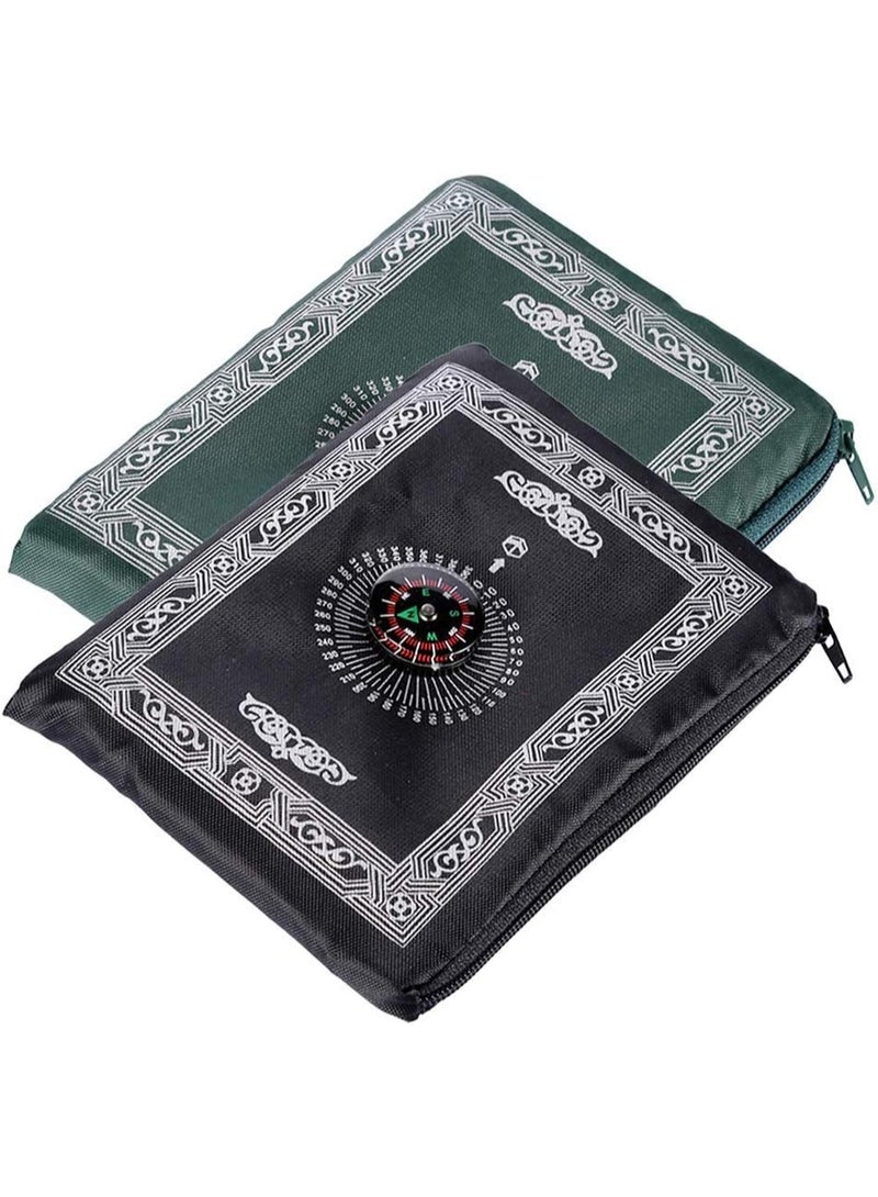 Bukela 2 Pieces Portable Travel Prayer Mat with Compass, Waterproof Polyester Prayer Rug, Muslim Travel Prayer Mat, for Ramadan Gifts (60cm×100cm) - Image 1