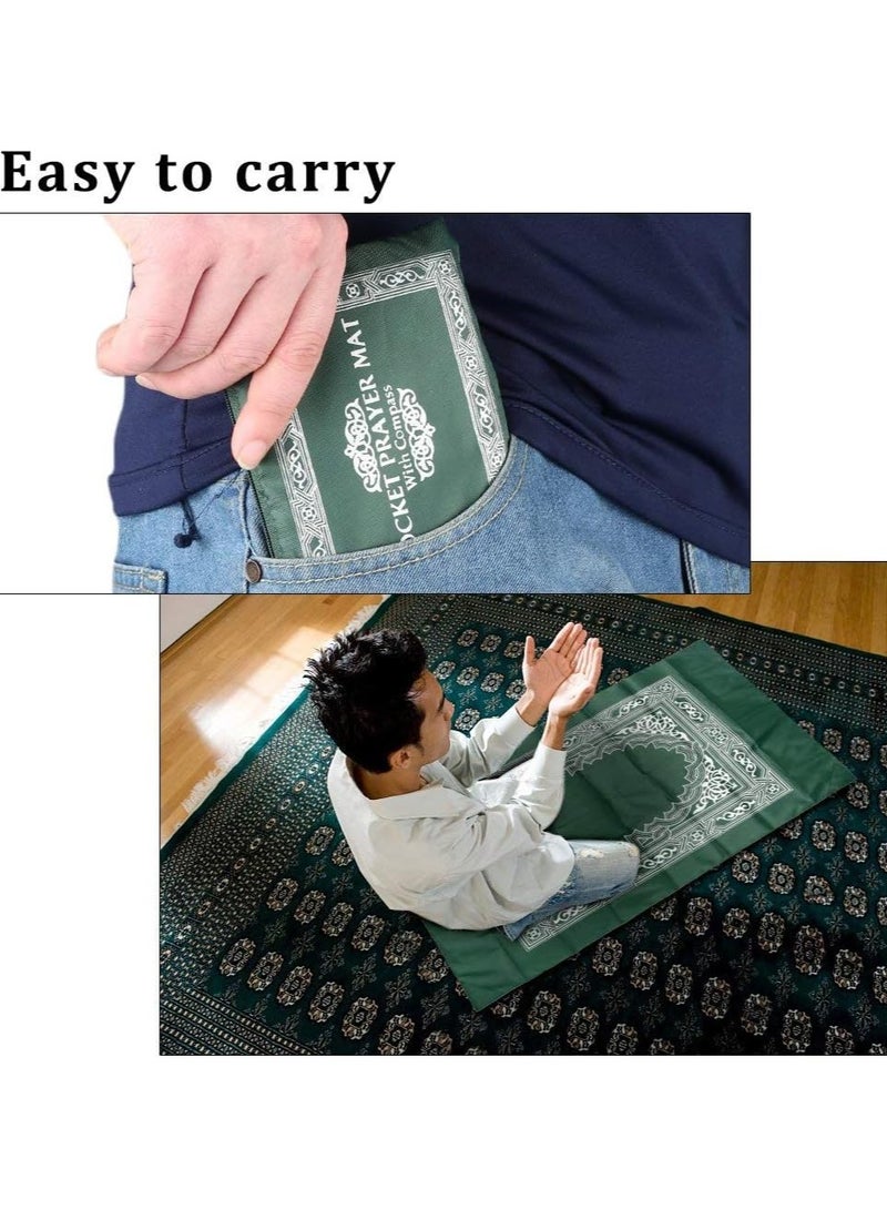 Bukela 2 Pieces Portable Travel Prayer Mat with Compass, Waterproof Polyester Prayer Rug, Muslim Travel Prayer Mat, for Ramadan Gifts (60cm×100cm) - Image 3
