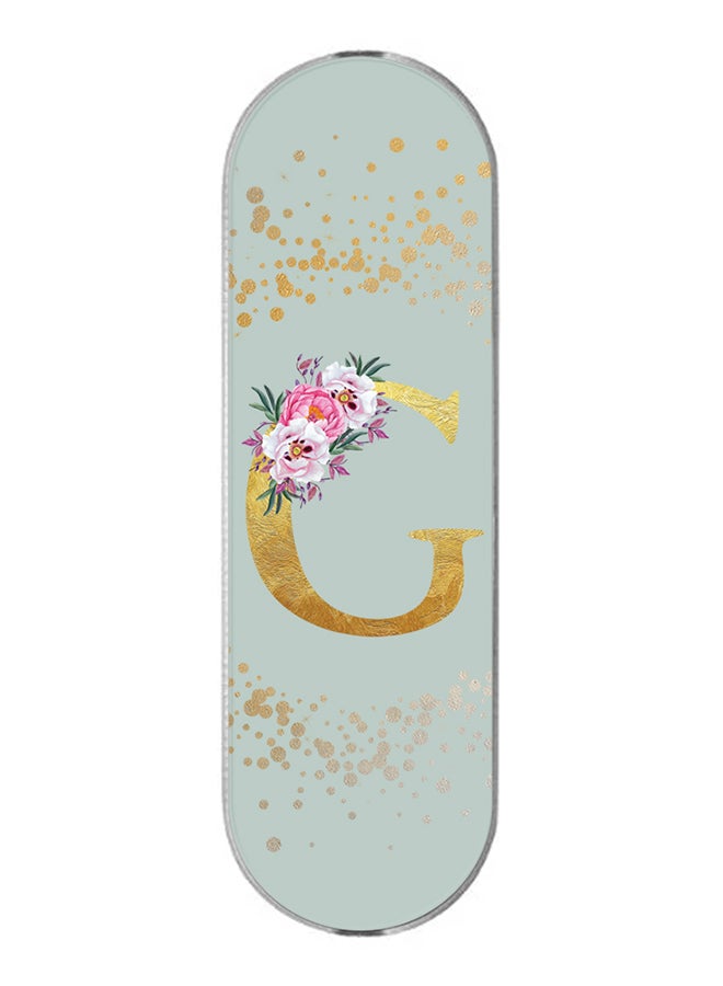 Stylizedd 3-In-1 Universal Mobile Phone Grip Holder- Custom Monogram Initial Letter Floral Pattern Alphabet - G (Light Grey)