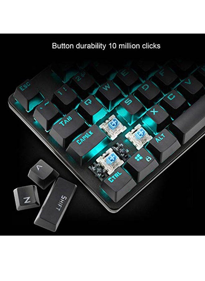 T-DAGGER ROCK POW 87 Keys Mechanical Gaming Keyboard With Ice Blue LED Backlit Quick Response USB Wired E-sport Waterproof 87 Keys Keyboard For Windows/MacOS/Android And PC Gamers Hot Swappable Blue Switch  - Image 2
