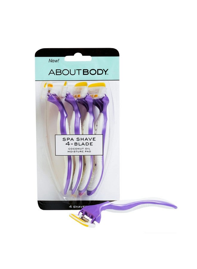 About Face About Body Spa Shave 4Blade Disposable Razors Premium Disposable Shavers With Coconut Oil Moisture Pad 4 Count  - Image 1