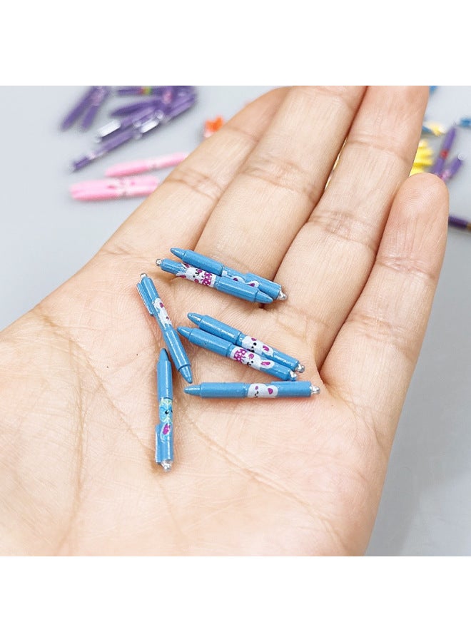 12 Points Metal Mini Ballpoint Pen Model Learning Miniature Scene Accessories Ob11 Dollhouse Dollhouse-Color:Blue One (random Pattern)  - Image 1