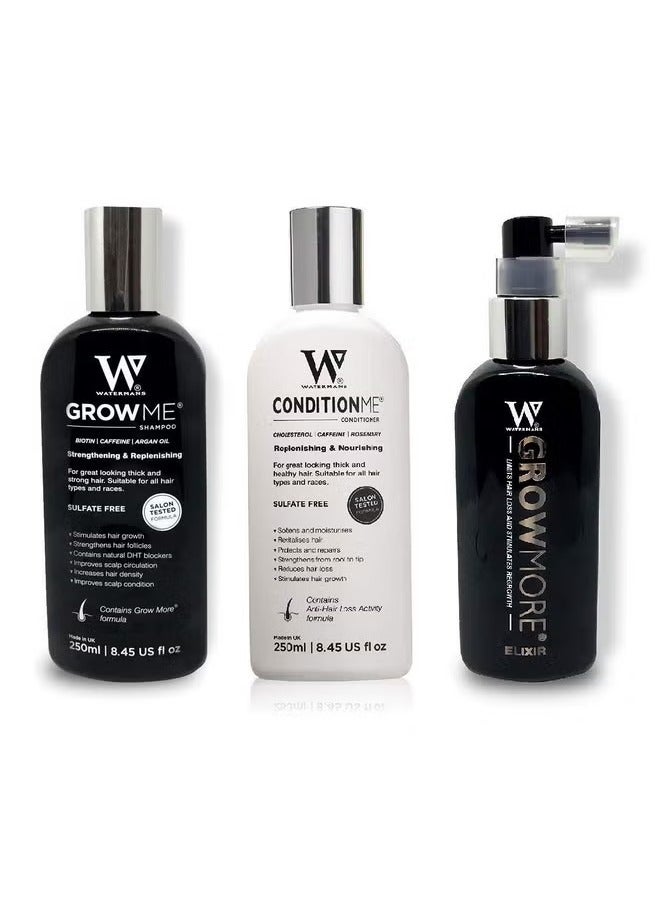 Watermans Hair Growth Shampoo Conditioner And Elixir For Men And Women Combo Pack