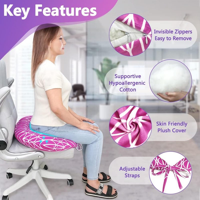 AOSSA BBL Sleeping Pillow After Surgery, Booty Butt Pillow for Sitting, Brazilian Butt Lift Support Cushion, BBL Chair Bed Post Surgery Supplies Recovery Foam, Donut Lifting Seat Cushion (Pink) - Image 4