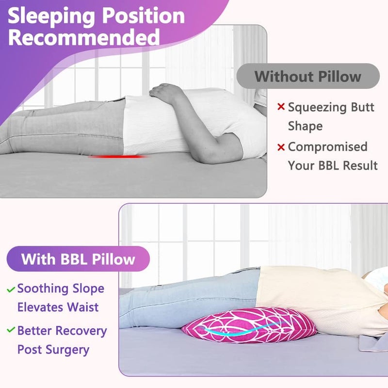 AOSSA BBL Sleeping Pillow After Surgery, Booty Butt Pillow for Sitting, Brazilian Butt Lift Support Cushion, BBL Chair Bed Post Surgery Supplies Recovery Foam, Donut Lifting Seat Cushion (Pink) - Image 3