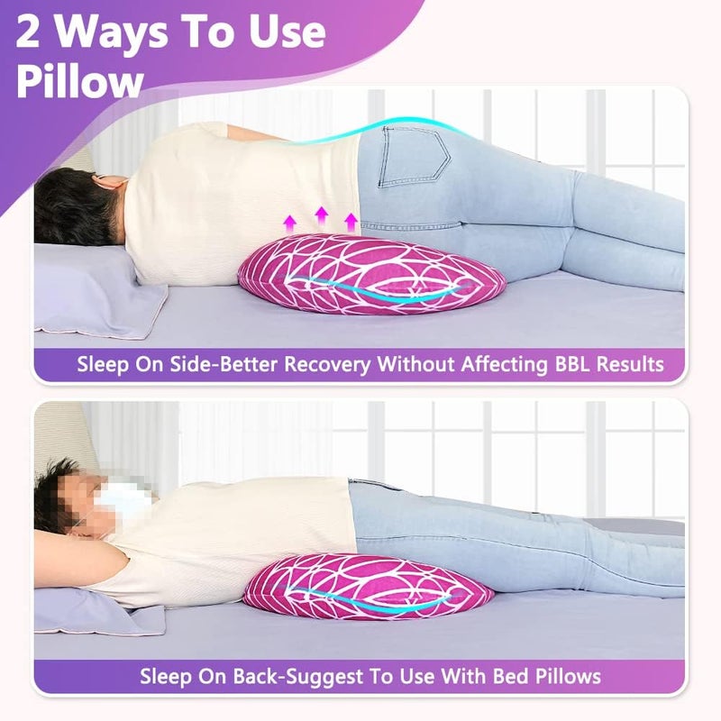 AOSSA BBL Sleeping Pillow After Surgery, Booty Butt Pillow for Sitting, Brazilian Butt Lift Support Cushion, BBL Chair Bed Post Surgery Supplies Recovery Foam, Donut Lifting Seat Cushion (Pink) - Image 5