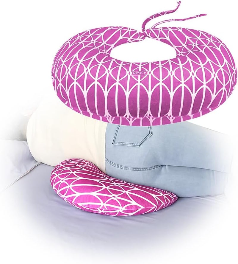 AOSSA BBL Sleeping Pillow After Surgery, Booty Butt Pillow for Sitting, Brazilian Butt Lift Support Cushion, BBL Chair Bed Post Surgery Supplies Recovery Foam, Donut Lifting Seat Cushion (Pink) - Image 1