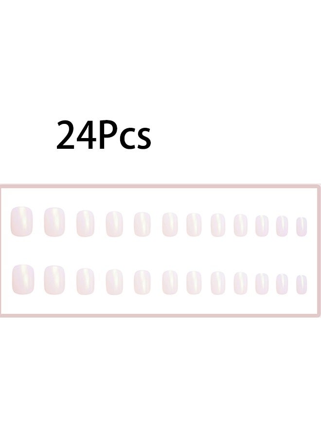 Maxfine 24 Pcs Fake Nails Tip Set Long Lasting Nail patches Stylish Chip-Free Short French Press on Nails Nail Art Design for Salons and DIY with Nail Adhesive Glue Tapes Solid Color  - Image 4